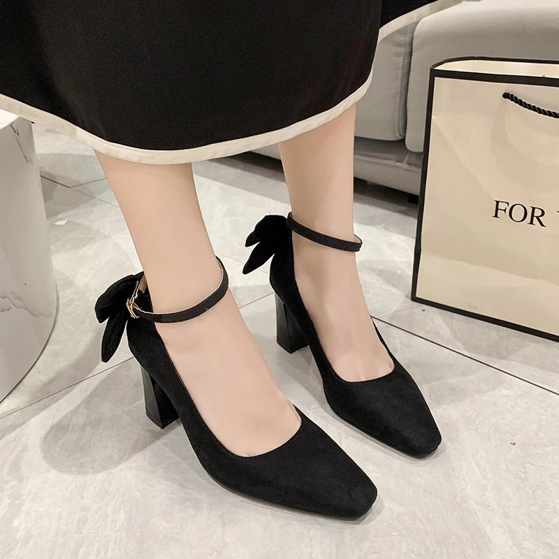 Spring Autumn Shallow Pointed Toe Single Shoes Womens Fashionable Fresh French Style Fine Heeled Trendy 240718