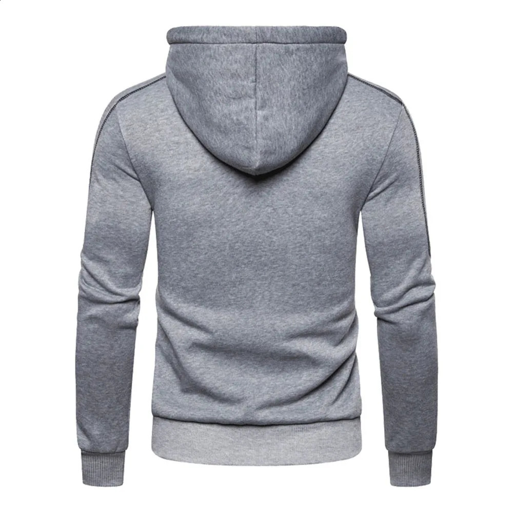 Mens slim fit hooded zipper jacket mens solid Caost thick warm clothing top black and red 240822