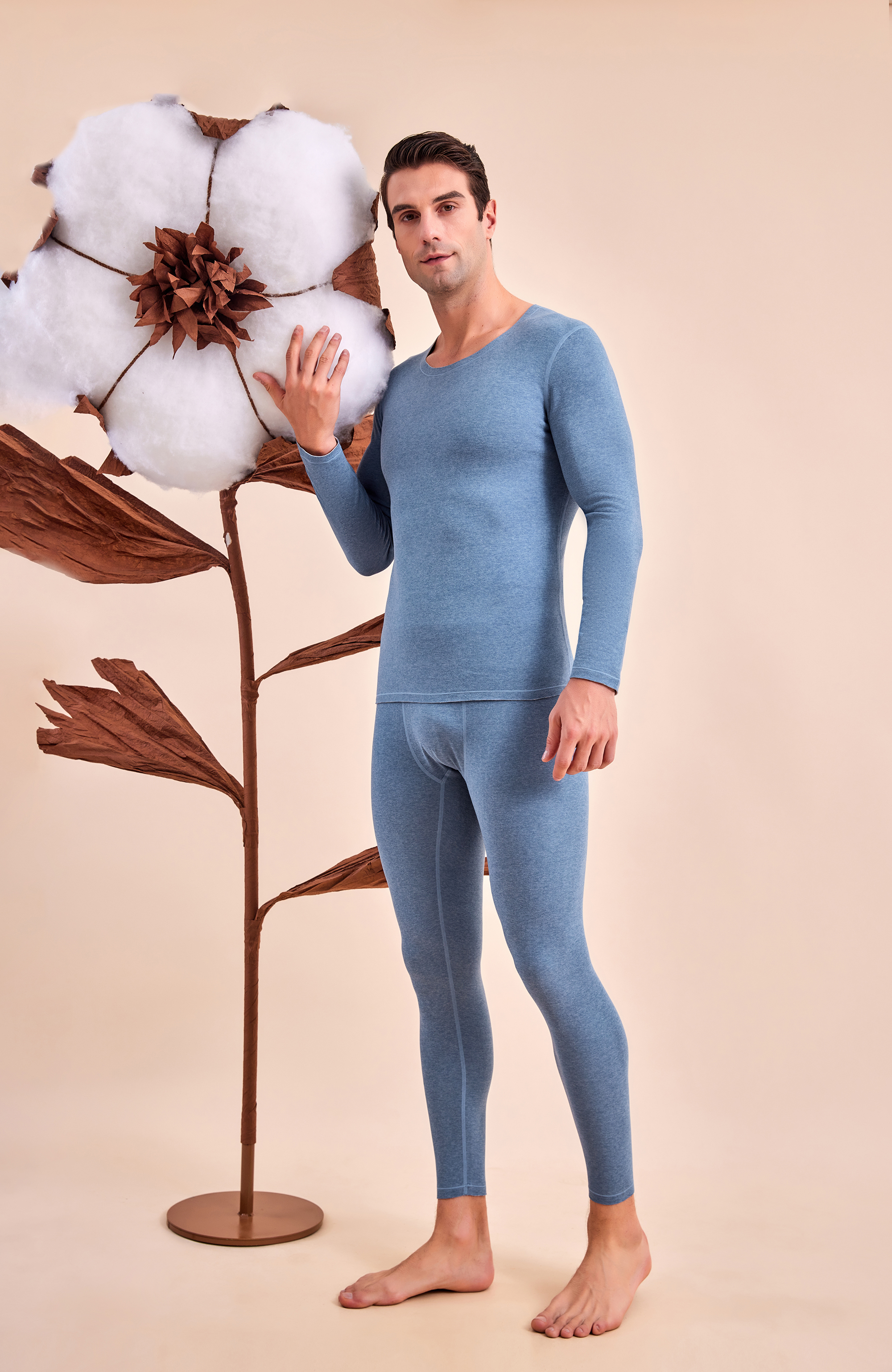 Men's thermal suit, thermal underwear, pajamas, 7A antibacterial and mite proof 24A07