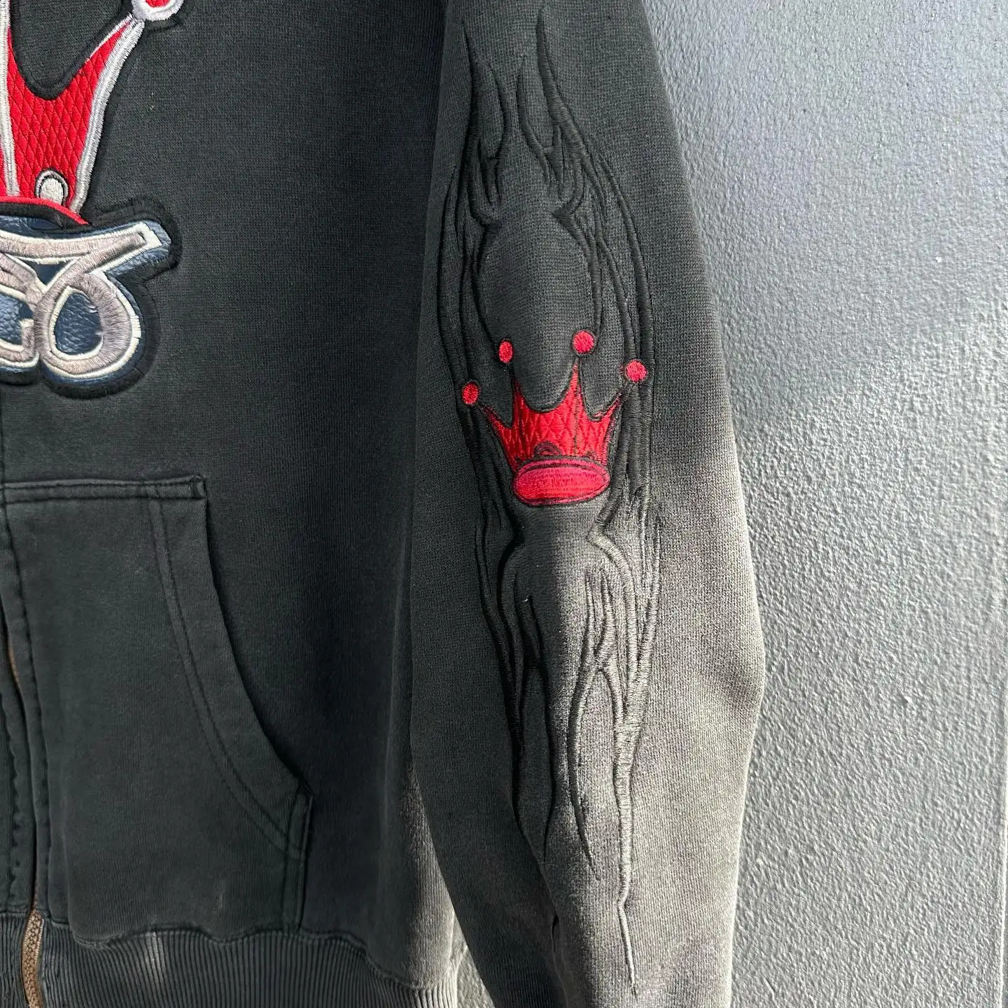 Streetwear JNCO Zip Hoodie Y2K Harajuku Gothic Crown Embroidery Oversized Hoodie Mens Womens Gothic Jacket Clothes 240722