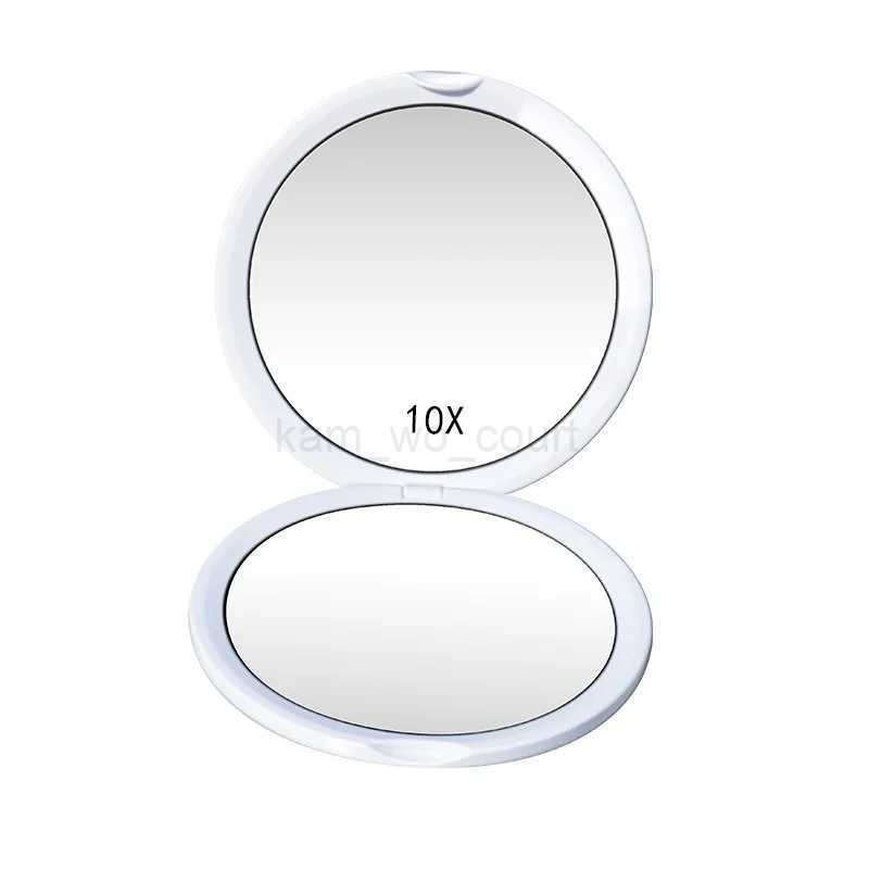 1Pcs Handheld Portable Makeup Mirror Double Sided 10X Magnifying Mirror Flip Flap Folding Round Mini Pocket Makeup Mirror ToolsM240722