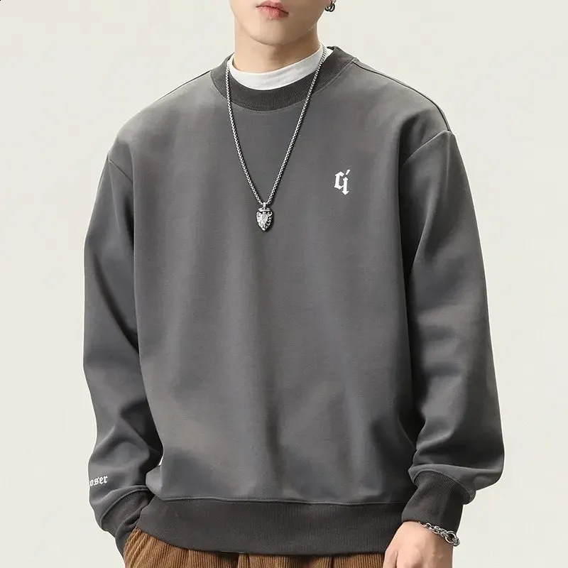 Mens Clothing Pullover Hoodieless Sweatshirts for Man Crewneck Round Neck Top Letter Black Aesthetic Warm No Overfit Emo 240910