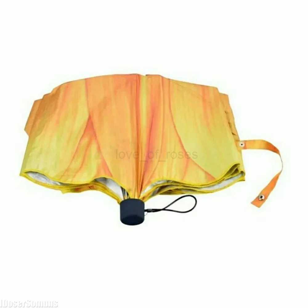 Folding 8 Bones Creative Yellow Sunflower Flower Sunny and Rainy Umbrellas UV Protection Beach Funny Umbrella Parasol Gifts M240722