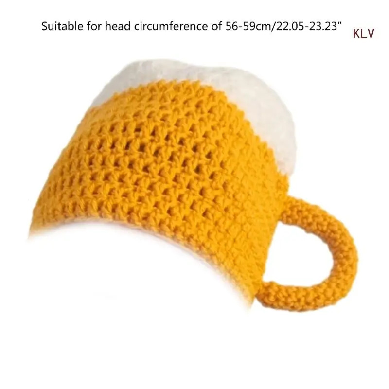 Funny Beer Mug Beanie Hat Handmade Knit Skull Hat for Skiing Hiking Universal Windproof Outdoor Activity Hat Headwear 6XDA 240715