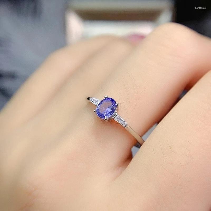Cluster Rings 2024 Tanzanite Gemstone Ring For Women Jewelry Natural Gem Certified Real 925 Silver Engagement Lucky Birthstone Party