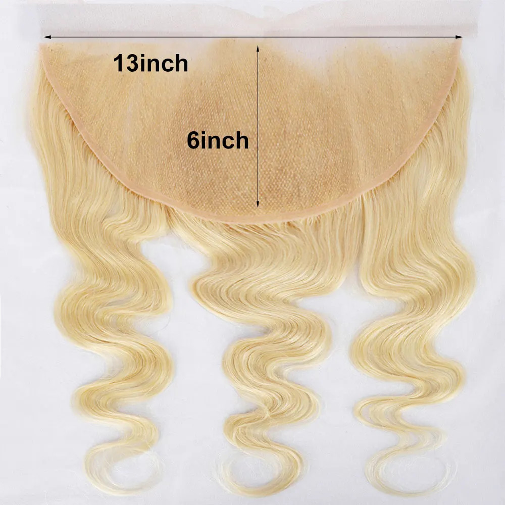 613 Blonde Hair 13X4 Body Wave Closure Pre Plucked Natural Hairline Transparent Lace Frontal Melted Well