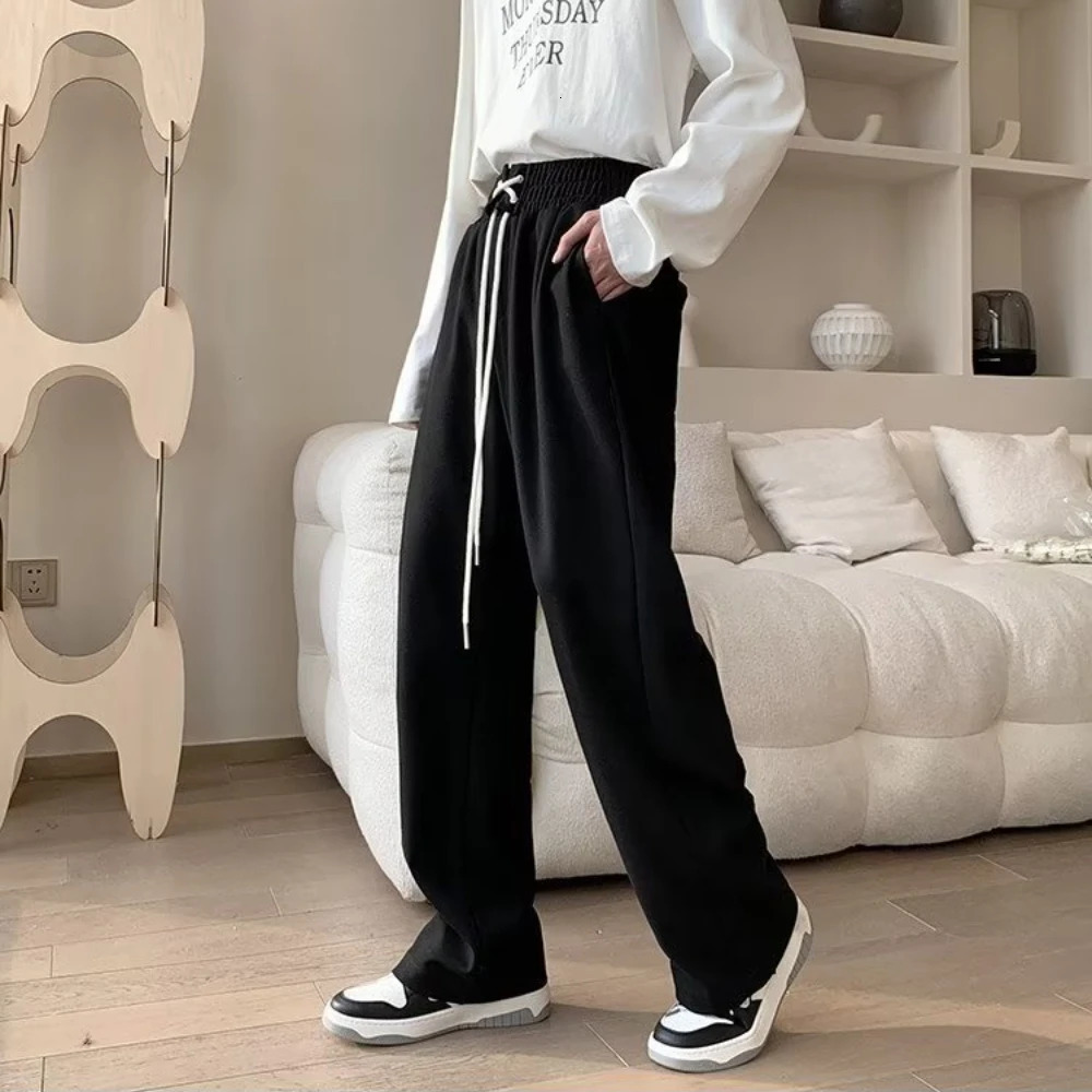 HOUZHOU Gray Sweatpants for Men Autumn Baggy Fashion Oversize Sports Pants Balck Trousers Male Joggers Streetwear Sportswear 240716