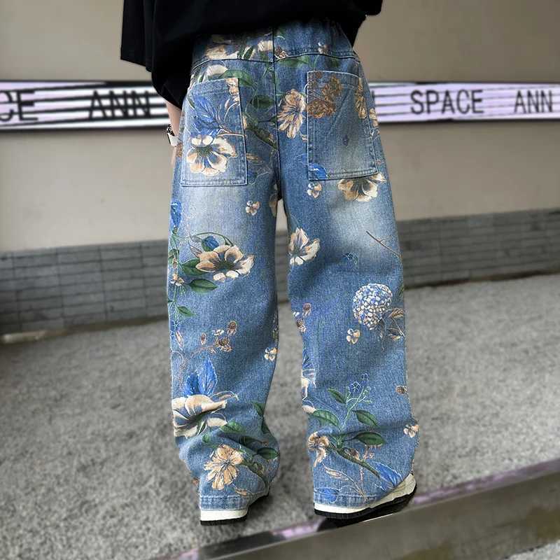 Jeans Boys Jeans Floral Pattern Kids Boy Jeans Spring Autumn Kid Jeans Casual Style Childrens Clothing 6 8 10 12 14