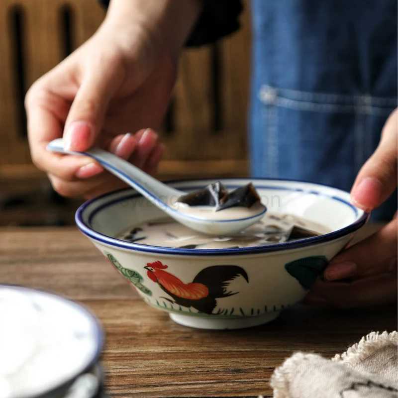 CHANSHOVA Traditional chinese style 120-1200ml Creative Rooster Tableware Ceramic bowl Household ramen rice noodles soup bowlB270723