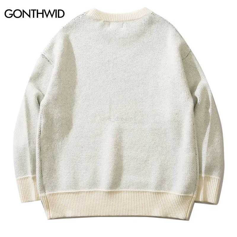 Men Vintage Sweater Y2K Streetwear Hip Hop Vintage Knitted Doberman Dog Sweaters Autumn Harajuku Fashion Retro Casual Sweaters Z240912