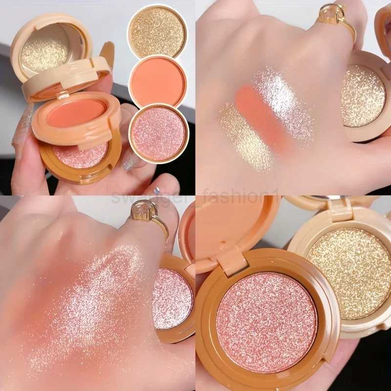 3 In 1 Peach Blush Contour Shadow Palette Matte Glitter Pigment Highlight Makeup Palette Eyebrow Nose Shadow Powder CosmeticsB240722