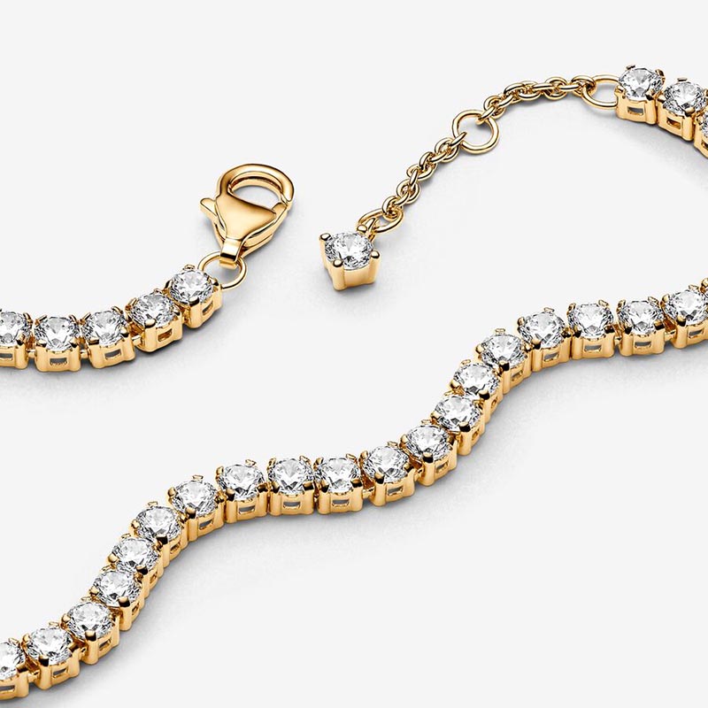 Sparkling Tennis Bracelet 925 Sterling Silver Diamond Bracelet For Women Wedding Jewelry Girlfriend Gift Gold bracelet with Retail Box Set Z250910