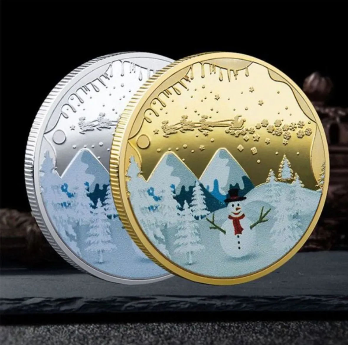 Crafts Christmas Commemorative Coin Party Favors Personality Cartoon Santa Claus Medal Collection Craft Gift MM