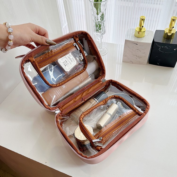 Designer tote bag Transparent waterproof cosmetic bag portable ins wind senior sense of the new double toiletries storage travel large capacity