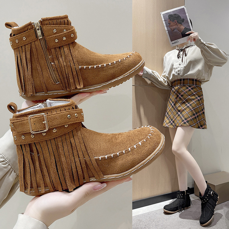 Designer Shoes In Black And White Women Ankle Boots Autumn Winter Design Plus Size Flat Bottom Free Shipping