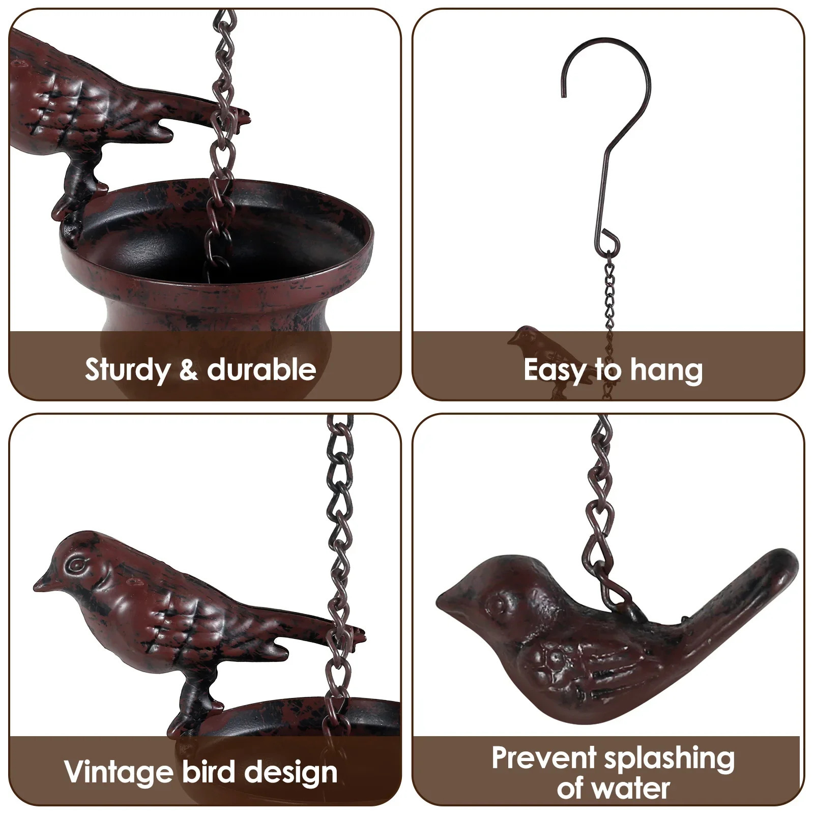 Metal Rain Chains For Outdoor Gutter Roof Decoration Drainage Creative Birds On Cups Rain Catcher Rain Chain Downspout Tool 240717