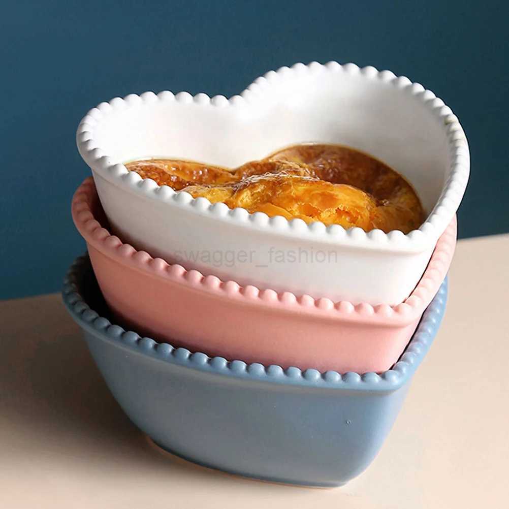 Bowl Heart Bowls Ceramic Dish Salad Shaped Dessert Cereal Fruit Appetizer Sauce Mixing Snack Serving Plate Pasta Deep Rice CreamB270723
