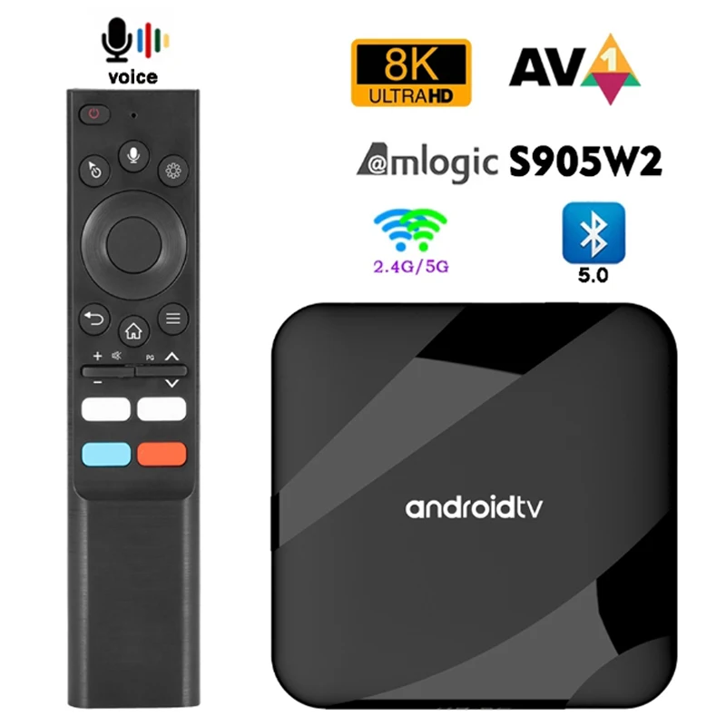TV98 ATV Smart TV Box Android 14 Amlogic S905W2 4G 5G Dual Wifi BT 5.0 8K HD Media Player 2GB 16GB 4GB 64GB voice control Set Top Box