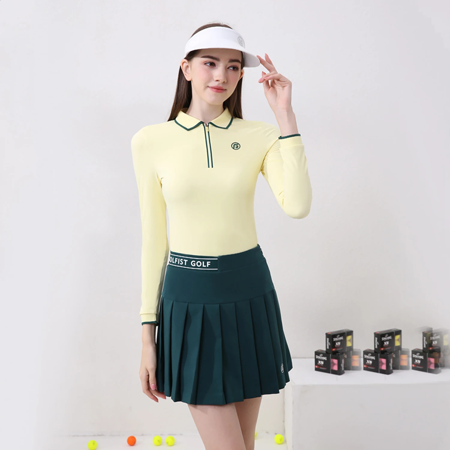 Golfist Women Autumn Spring Golf Suits Long Sleeve Polo T-Shirt Pleated Skirt Fitness Slim Fit Causal Tennis Suits Sportswear 240715