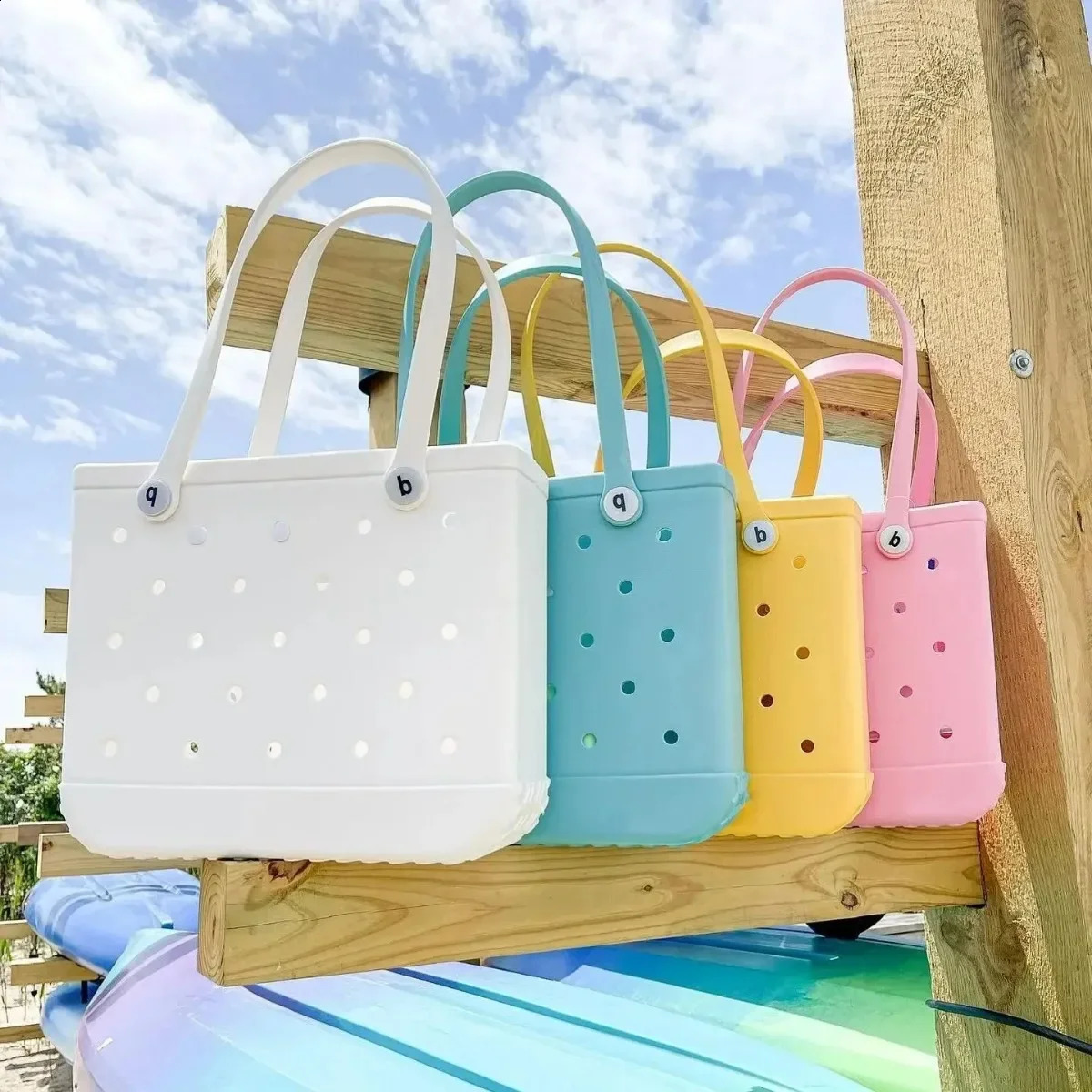 3 Bogg Lady Large Tote Bags Holes Waterproof Washable Handbag Shoulder Beach Boat Pool Bag 240722 4