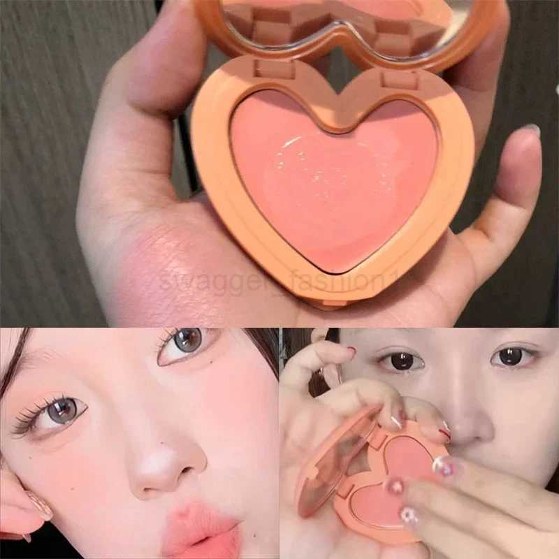 Matte Velvet Blush Natural Versatile Sweet Girls Student Blush Lasting Coloring Tinted Heart Shape Peach Blusher Tint Mud CreamB240722