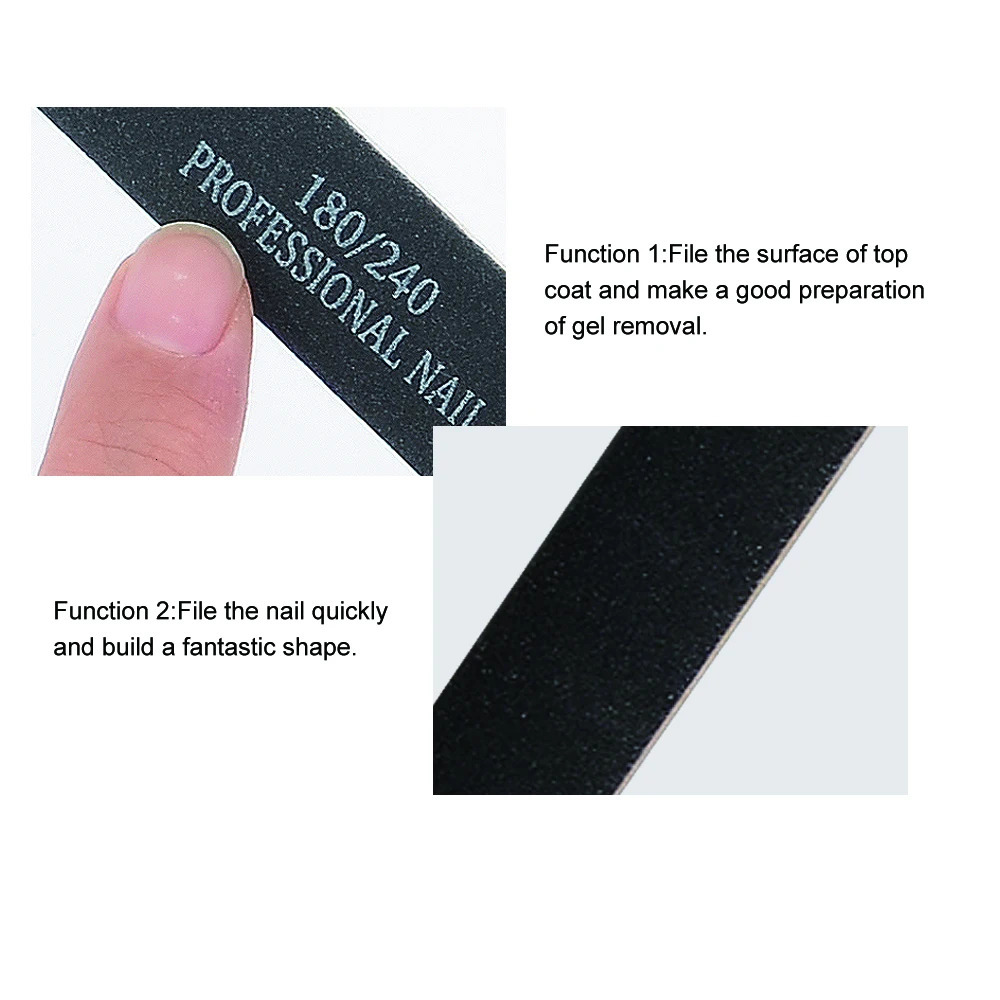 510 20 pcs Wooden Nail File 100180240320 Black Sandpaper Buffer Professional Nail Files Pedicure Manicure Polishing Tools 240713