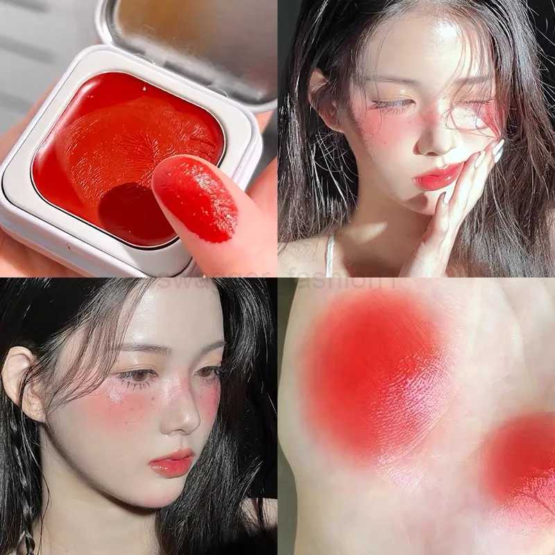 Multipurpose Face Makeup Blush Cream Sexy Red Cheek Contour Shadow Peach Pink Blush Palette Matte Moisturizing Lipstick LipglossB240722