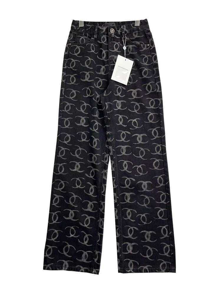 South Oil High end Womens Wear 24 New Small Fragrance Full Print Sticking Diamond Trendy Narrow Straight Tube Denim Pants for Women L251023RPWL