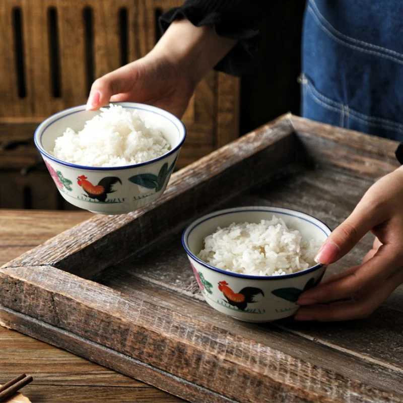 CHANSHOVA Traditional chinese style 120-1200ml Creative Rooster Tableware Ceramic bowl Household ramen rice noodles soup bowlB270723