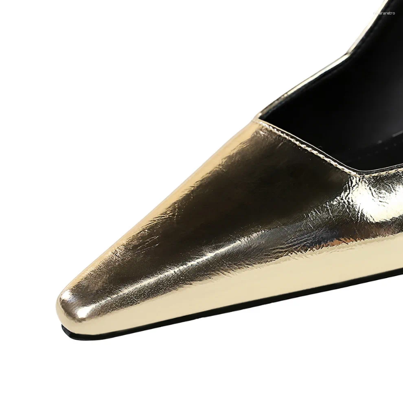 Dress Shoes Women 6cm High Heels Fashion Gold Sier Holographic Sandals Lady Party Elastic Mid Comfortable Daily Sandles
