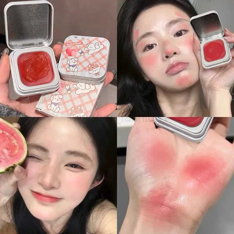 Multipurpose Face Makeup Blush Cream Sexy Red Cheek Contour Shadow Peach Pink Blush Palette Matte Moisturizing Lipstick LipglossB240722