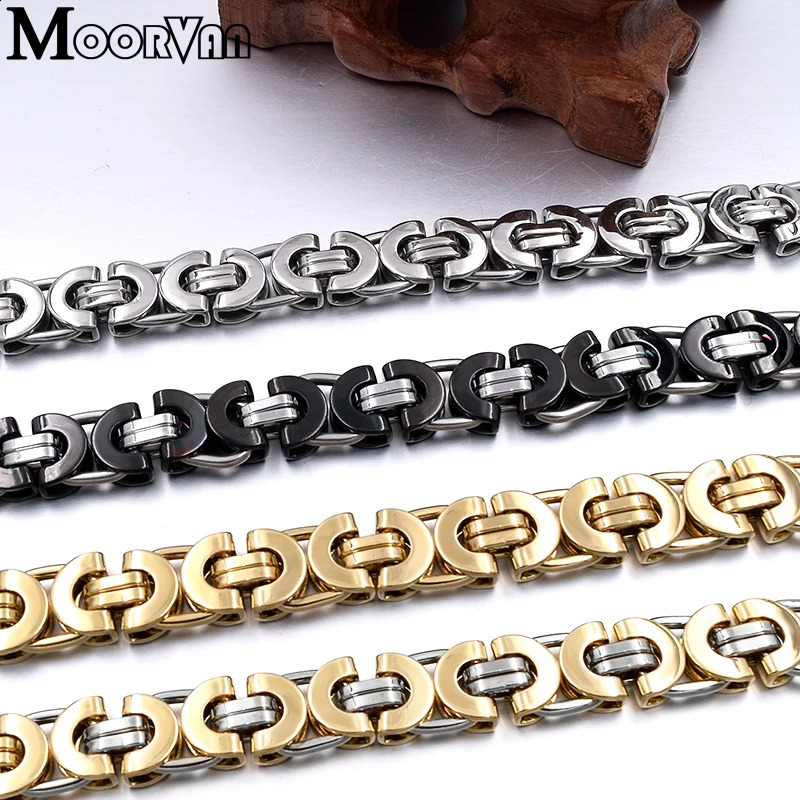Moorvan Stainless Steel Mens Jewelry Set Fashionable Egyptian Byzantine Bracelet Necklace Set 11mm Wide Womens Jewelry Set 240710