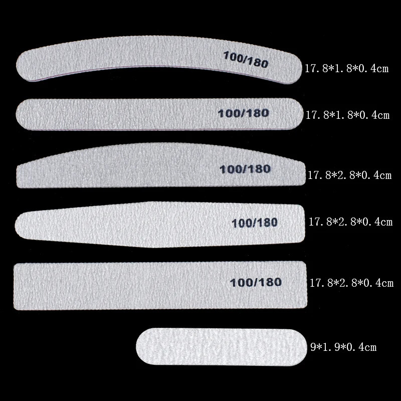 50PcsLot Grey Sandpaper Nail File 100180 Double Sided Buffer Block Polisher Pedicure Manicure Nail Art Files Nails Accesorios 240713