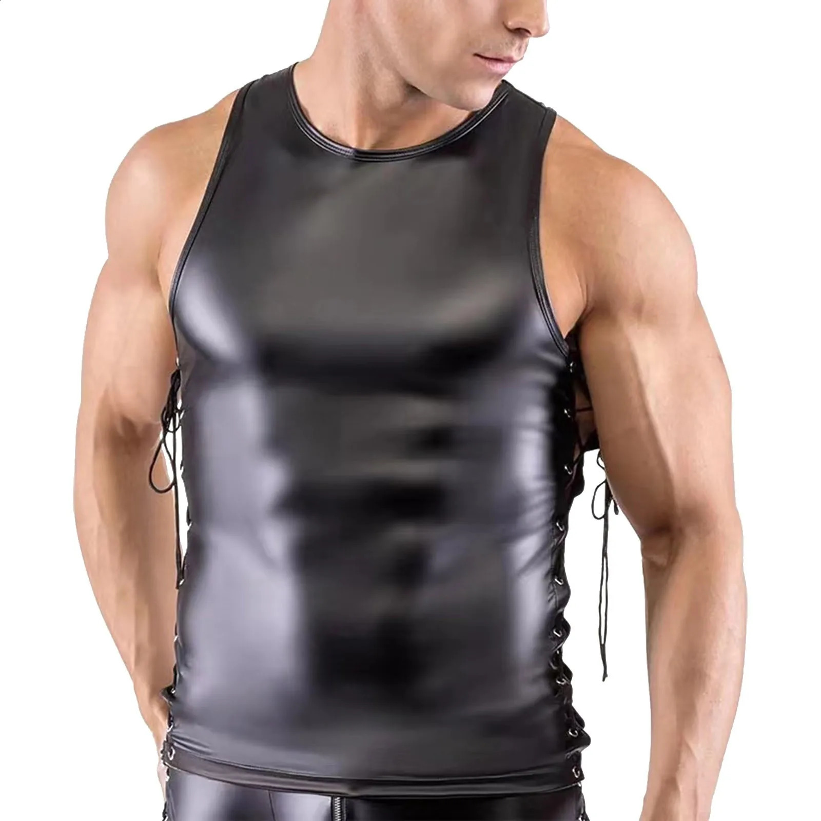 Mens Sexy Pu Leather Bodysuit With Zipper Panties Man Jumpsuit Clubwear Leotard Exotic Lingerie Gay Clubw 240711