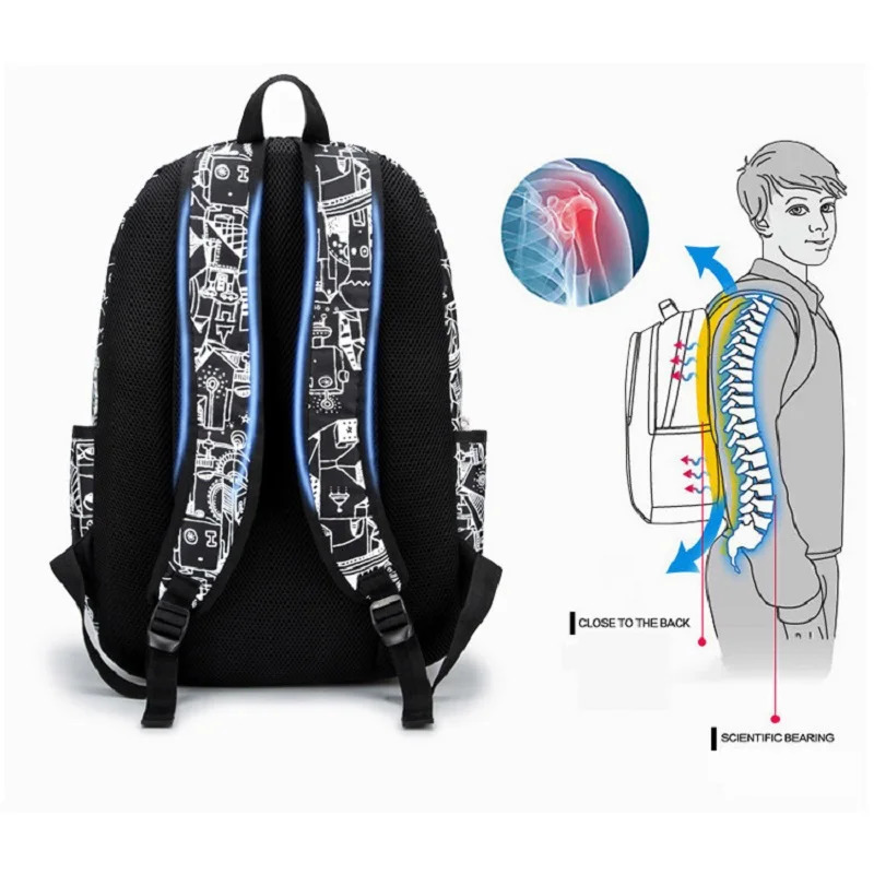Children Printing School Backpack Large-Capacity Orthopedic Schoolbag For Boys Girls Laptop Backpacks Teenage Nylon School Bags 240712