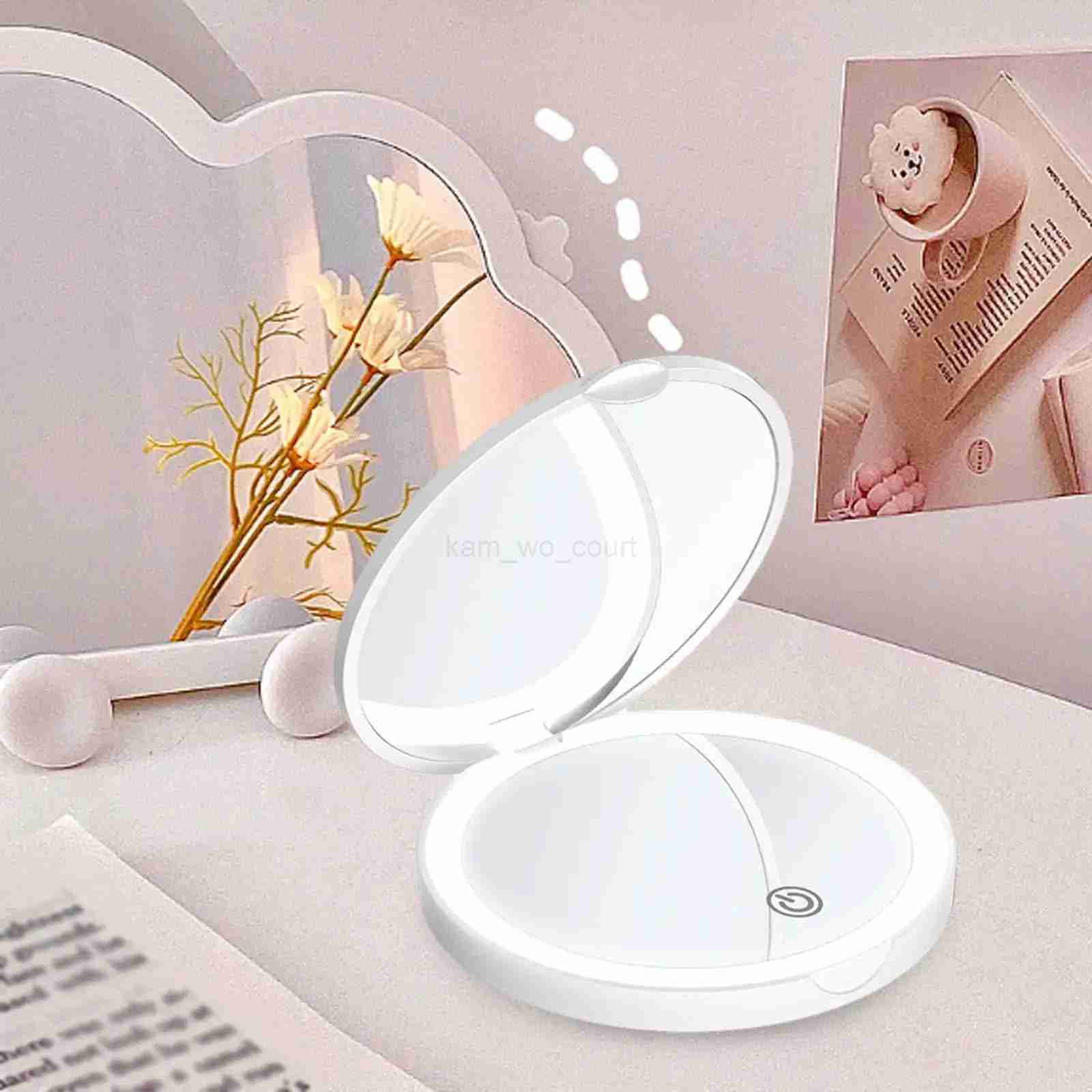 Lighted Travel Mirror 2x Magnification with Light Folding LED Compact Mirror for Travel Pocket Purse Women Girls ValentineS DayM240722 - view 3