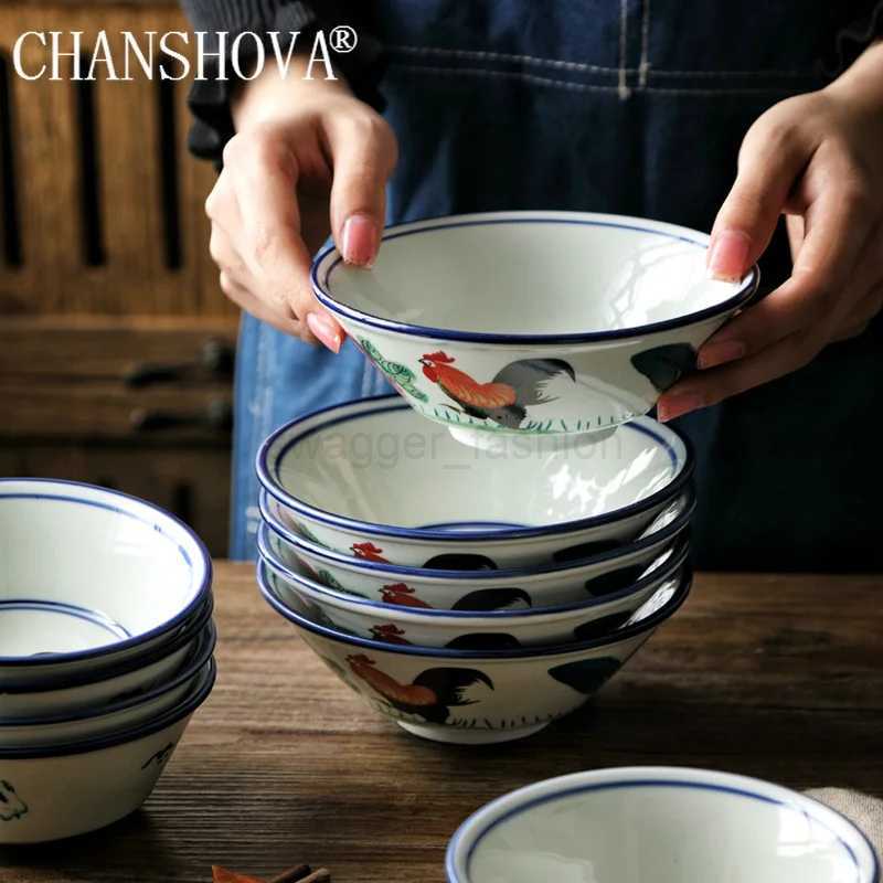 CHANSHOVA Traditional chinese style 120-1200ml Creative Rooster Tableware Ceramic bowl Household ramen rice noodles soup bowlB270723