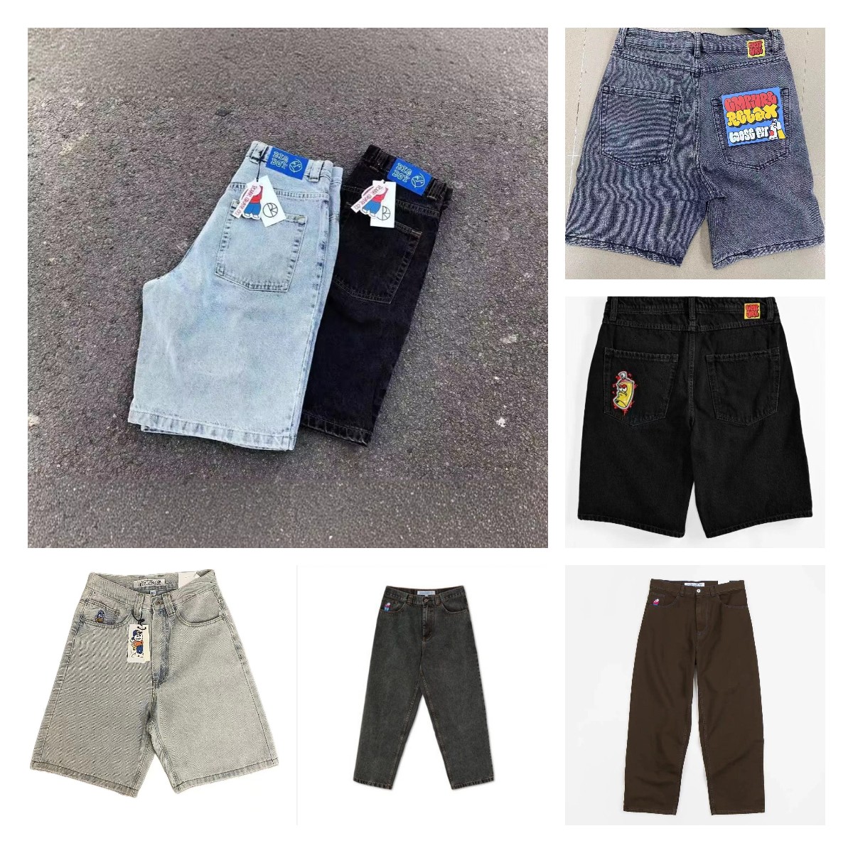 Men's Shorts Hip Hop Streetwear Polar Big Boy Skateboard Y2K Pants Graphic Embroidery Retro Blue Denim Men Basketball empyre denim pure black big boy jeans embroidery