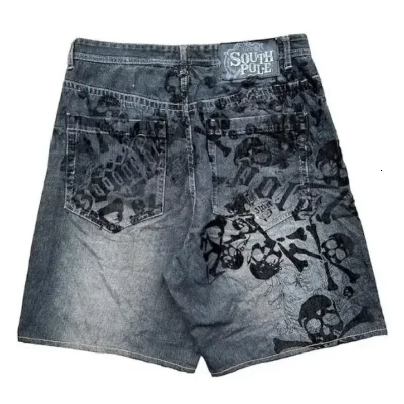 American Fashion Trend Letter Embroidered Denim Short Y2K Street Summer Joker Loose Shorts Unisex Casual 240709