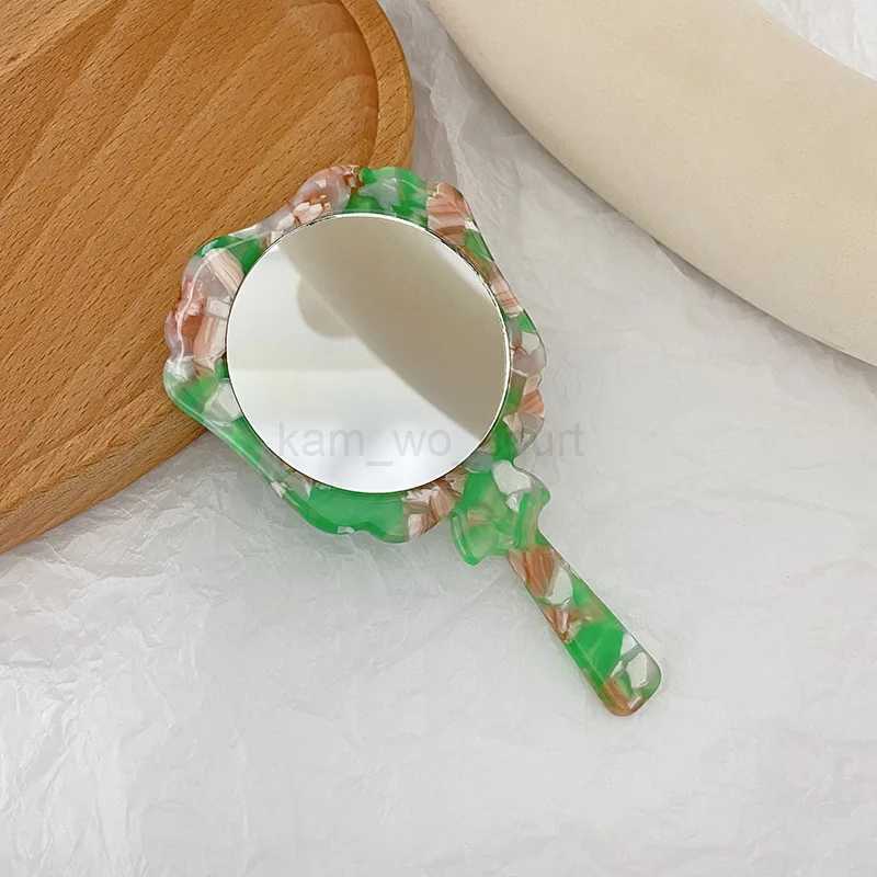 Vintage Acetate Sheet Handheld Makeup Mirror SPA Salon Makeup Vanity Hand Mirror Handle Cosmetic Compact Mirror for WomenM240722