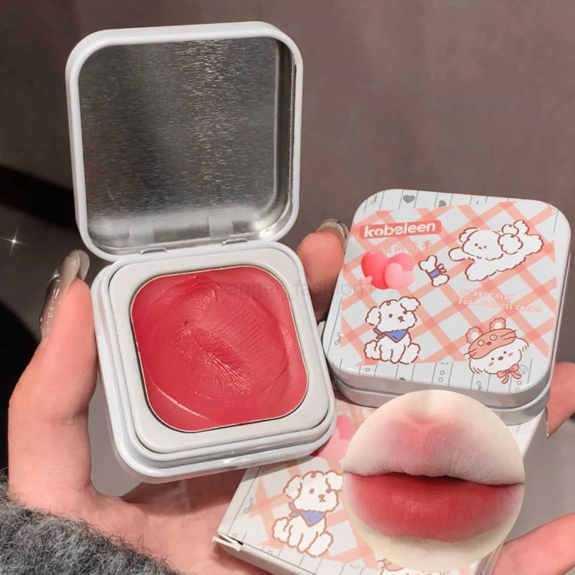 Cherry Blush Mud Mousse Blush Lipstick Multi-purpose Velvet Matte Lip Mud Maquillaje Rose Red Cheek Lip Tint Blusher Peach RougeB240722