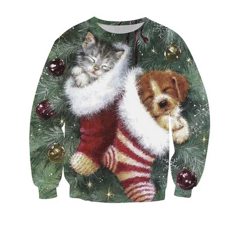 Funny 3D Print Cat Sweater Men Women Ugly Christmas Sweaters Jumpers Tops Holiday Party Pullover Hoodie Sweatshirt 3XL Z240912