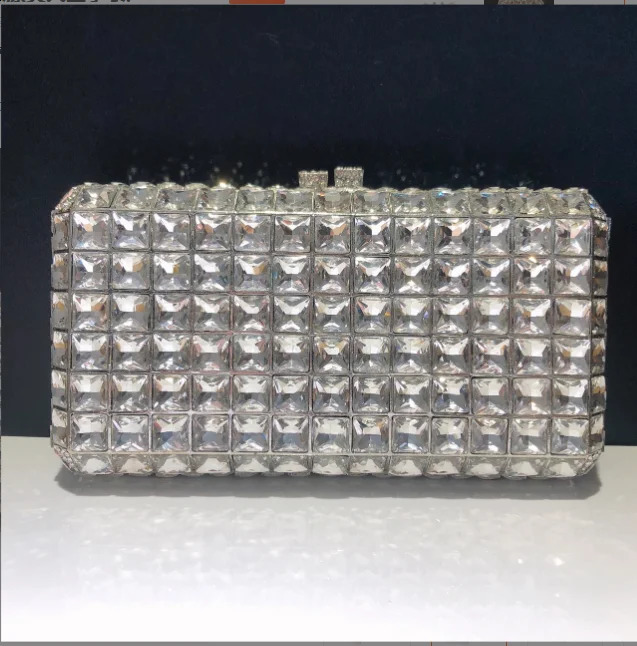 Square Shape 10 Colors Woman High Quality Evening Bag Wedding Bridal Birthday Bling Banquet Toted Party Diamond Crystal Handbag 240722