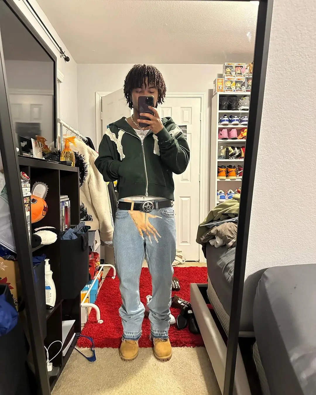 Harajuku Hand Print Graphic Streetwear Women High Waist Wide Couples y2k denim baggy Jeans Men Pants Trousers men clothing 240722