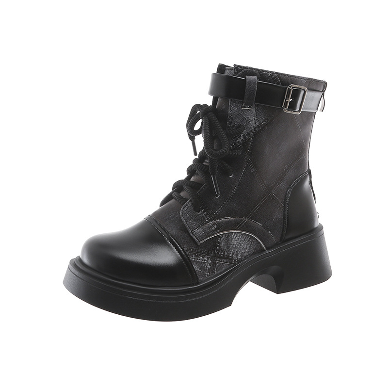 Designer Shoes In Black And White Women Boots Vintage Style Personality Thick Sole New Design Sense Free Shipping