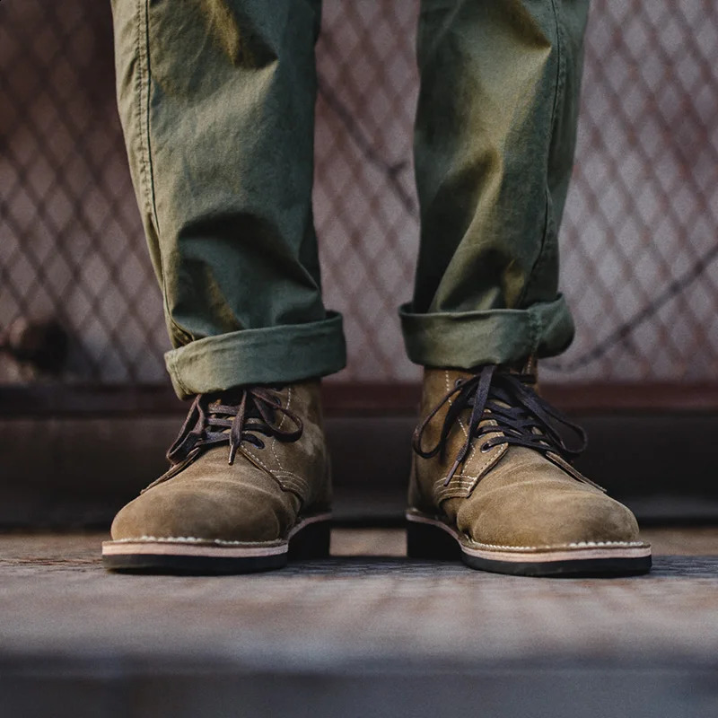Maden Vintage Combat Boots For Men Retro Leather Yellow Shoes Outdoor Casual Couple Ankle Desert Boot Escape Shoe 240708