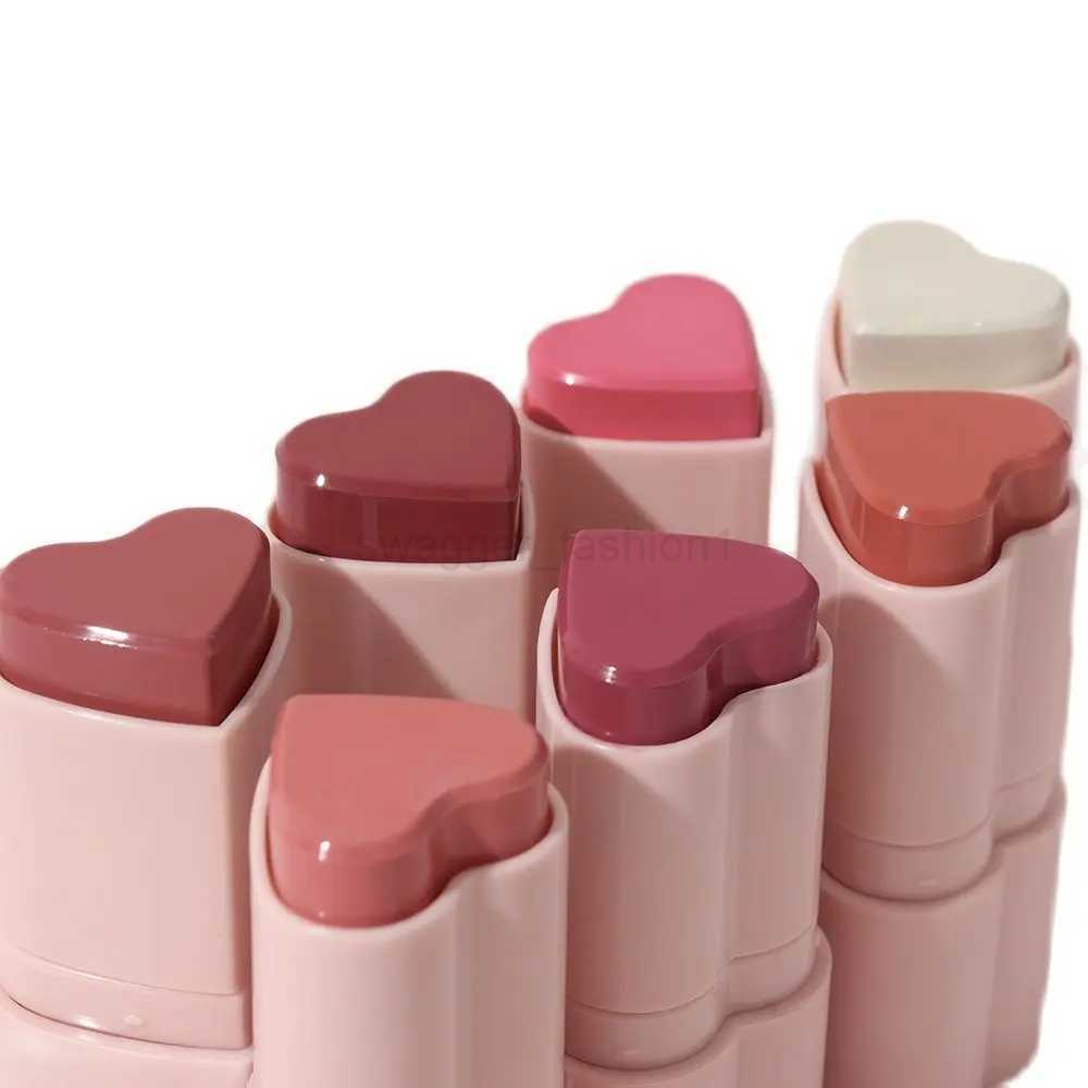 Heart Shape Vegan Creamy Blush Stick Matte Silky Waterproof Pink Blush Cream Makeup Stick High Pigment 3in1 Lip Eye Cheek TintB240722