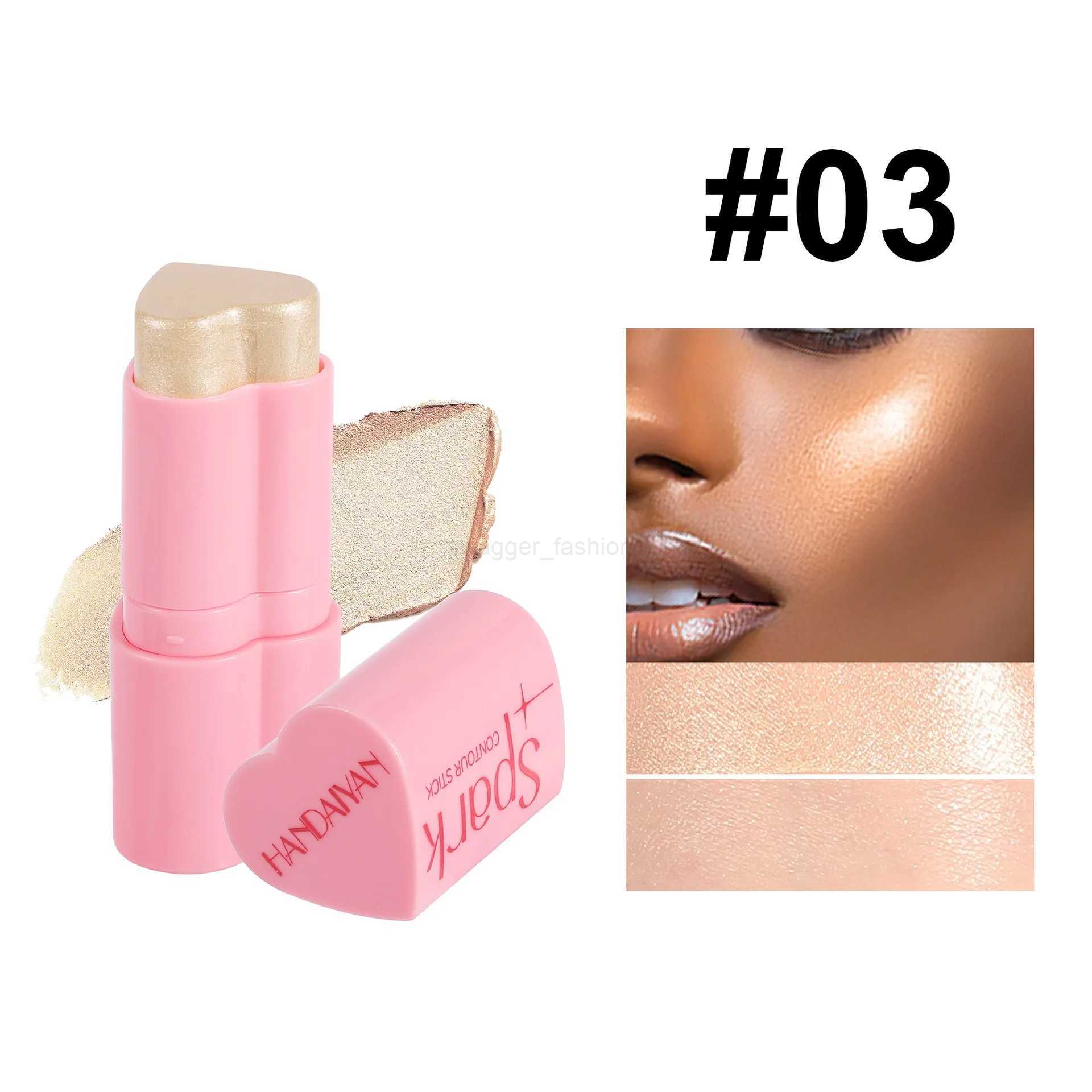 Heart Shape Creamy Blush Stick Pearlescent Matte High Gloss Brighten Blusher Cream Makeup Highlighter 3 In1 Lip Eye Cheek TintB240722