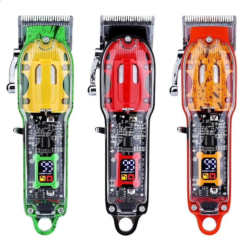 Professional Transparent Cover Hair Clipper for Men Electric Hair Trimmer Rechargeable Hair Clippers Hair Cutting Machine Tools 240712
