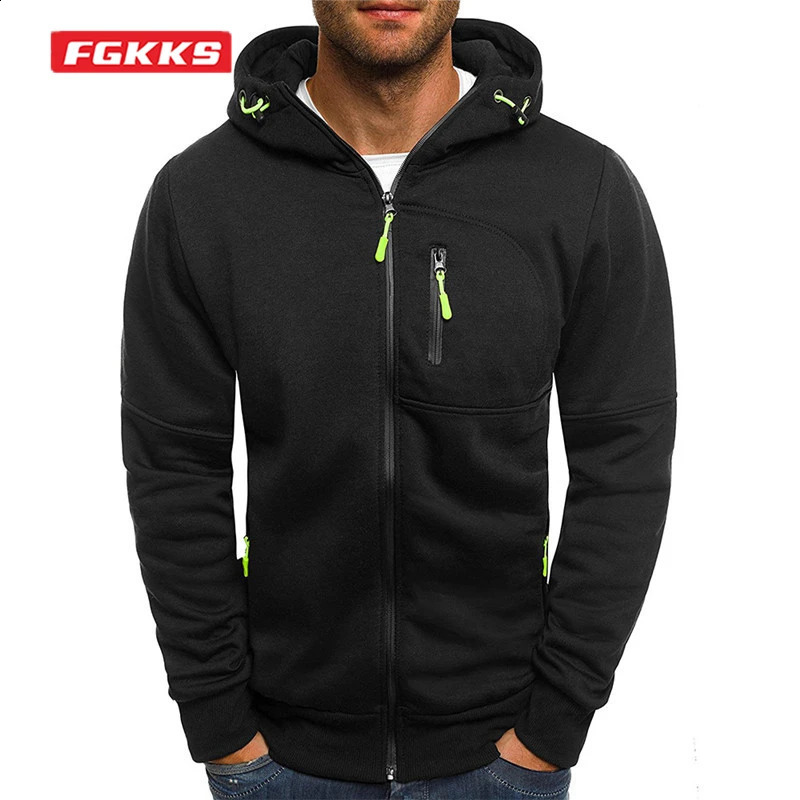 FGKKS Mens Hoodie Coat Zipper Fashion Casual Sportswear w240822